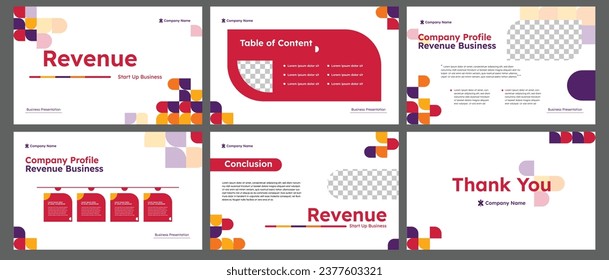 Business presentation infographic template set. Keynote presentation background, slide templates design, brochure cover design, landing page, annual report brochure. Vector Illustration