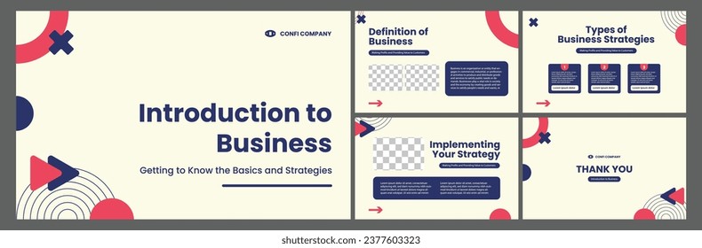 Business presentation infographic template set. Keynote presentation background, slide templates design, brochure cover design, landing page, annual report brochure. Vector Illustration