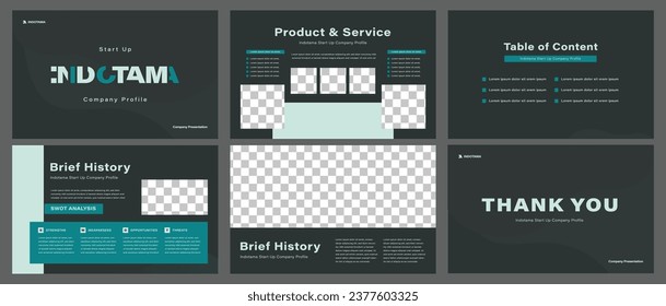 Conjunto de plantillas de infografía de presentación comercial. Antecedentes de la presentación principal, diseño de plantillas de diapositivas, diseño de portada de folletos, página de inicio, folleto del informe anual. Ilustración vectorial