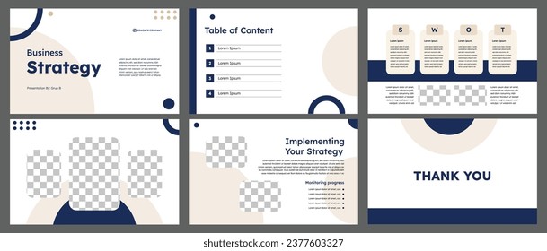 Business presentation infographic template set. Keynote presentation background, slide templates design, brochure cover design, landing page, annual report brochure. Vector Illustration