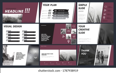 Business presentation infographic templates, cherry and black elements on white background. Business car trip. Use in flyers and SEO, marketing, webinar pages, website design, banners, annual report
