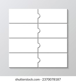 Presentación de negocios para infografías con 8 piezas. Plantilla de cuadrícula de rompecabezas. Infografía de presentación de negocios Rectangle. Gráfico informativo del rompecabezas con pasos de diagrama de procesos. Vector