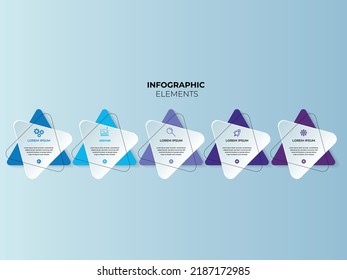 Presentación de negocios Infografías abstractas de la plantilla de diseño de vectores 3d con 5 pasos o opciones. se puede utilizar para diseño de flujo de trabajo, diagrama, informe anual, diseño web, banner creativo, vector de etiqueta
