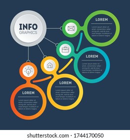 Business presentation or infographics concept with 4 steps. Diagram. Info graphic of technology or education process with four options. Segmented Annual report.