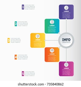 Business presentation or infographics concept with 5 options. Web Template of a info chart or diagram with 5 steps. Vector infographic of technology or education process on light background.