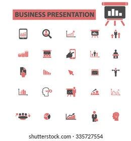 business presentation, intelligence, analytics, marketing research, analysis icons, signs vector concept set for infographics, mobile, website, application
