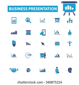 business presentation, intelligence, analytics, marketing research, analysis icons, signs vector concept set for infographics, mobile, website, application
