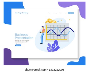 Business presentation landing page vector background.