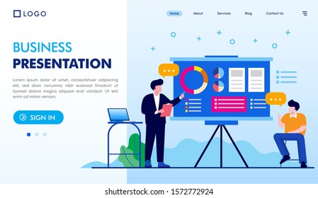 Business presentation landing page website illustration vector flat design 