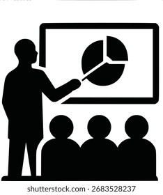 Business Presentation with Laser Pointer, Data Analysis and Focused Explanation