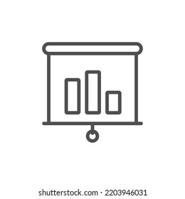 Business presentation line art icon for apps and websites. Business presentation board icon. board stand for workspace and workplace symbol vector illustration. Chart, presentation icon