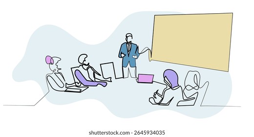 linha de apresentação de negócios arte.discutir estratégia de negócios,reunião de negócios com colegas,seminário de negócios.ilustração vetorial eps 10