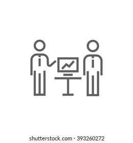 Icono de línea de presentación de negocios.