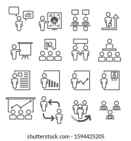 Business Presentation Line icon set