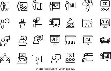 Business Presentation Line Icons vector design