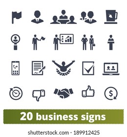 Business, presentation, management, human resources and finance: vector icons set.