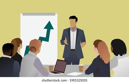 Business Presentation Meeting Diverse - Vector Illustration