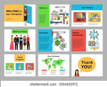 Business presentation. Modern flat line compositions and elements for infographic, flyers, slides, banner and web design.