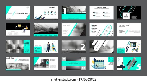 Business presentation, new technologies. Information infographic design template, green, black elements, white background, set. Team of people creates a business, teamwork, Work. Mobile app