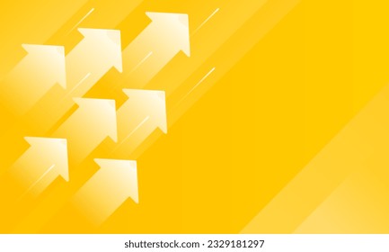 Business presentation with oblique-up arrows on yellow background template. Vector illustration.