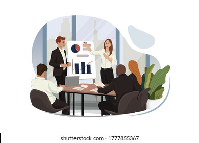 Business presentation on chart for executives. Vector Illustration concept. 