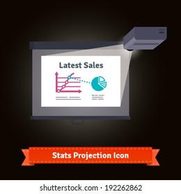 Business presentation on a widescreen with projector light concept. EPS10 vector.