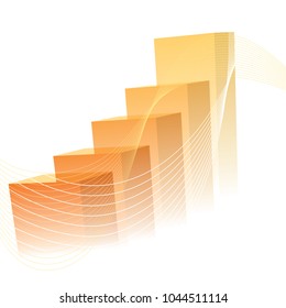 Business Presentation, The Orange Graph Shows The Increase In Value.