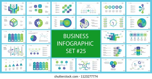 Business presentation page design set can be used for annual report, web design, workflow layout. Analysis concept. Process cart, flowchart, donut, pie graphs, organizational chart, bar graph