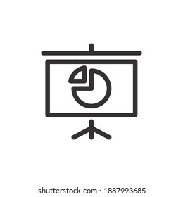 Business presentation pie chart line icon for web template and app. Vector illustration design on white background. EPS 10