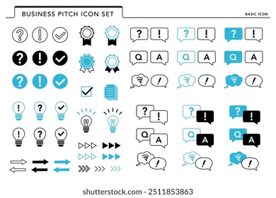 Apresentação de negócios Pitch ícones básicos Azul