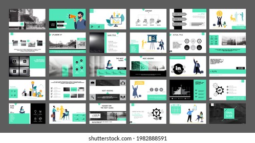 Business presentation, Powerpoint, launch of a new business project. Infographic design template, blue, black elements, white background, set. A team of people creates a business, teamwork. Mobile app