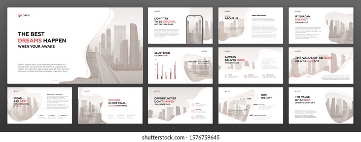 Business presentation powerpoint templates set. Use for presentation background, brochure design, website slider, landing page, annual report, company profile, social media banner.