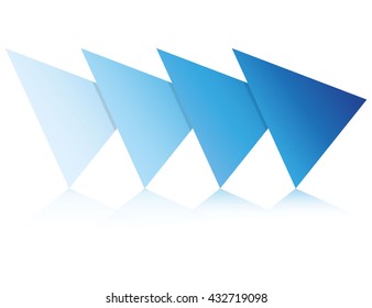 business presentation process diagram, triangle shape blue color theme