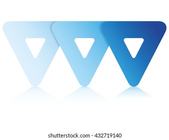 business presentation process diagram, triangle shape blue color theme