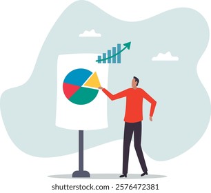 Business presentation, professional speaker to present work progress.business concept.flat character.