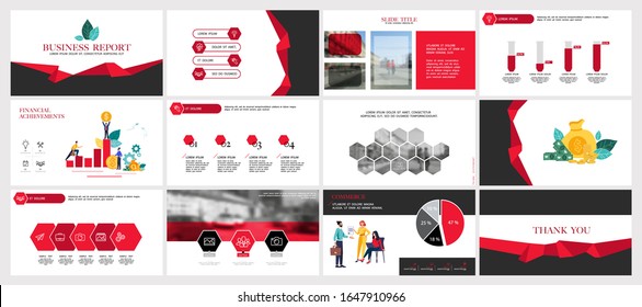 Business presentation red, infographic elements design template on white background. Teamwork of people in the city, businessman. Use in presentations, flyers, corporate report, marketing, banner