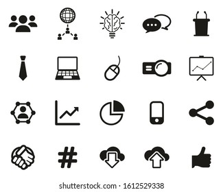 Business Presentation Or Sales Pitch Icons Black & White Set Big