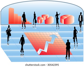business presentation with business silhouettes