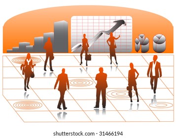 business presentation with business silhouettes