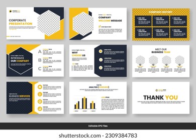Business presentation slides template yellow color design minimalist business layout template design