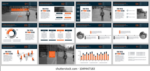 Business presentation slides templates from infographic elements. Can be used for presentation, flyer and leaflet, brochure, corporate report, marketing, advertising, annual report, banner, booklet.