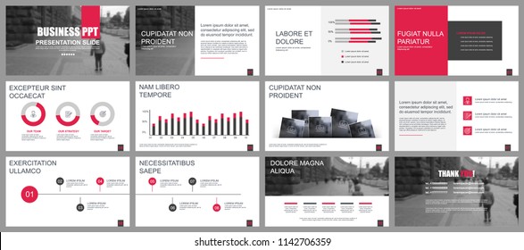 Business presentation slides templates from infographic elements. Can be used for presentation, flyer and leaflet, brochure, corporate report, marketing, advertising, annual report, banner, booklet.