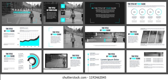 Business presentation slides templates from infographic elements. Can be used for presentation, flyer and leaflet, brochure, corporate report, marketing, advertising, annual report, banner, booklet.