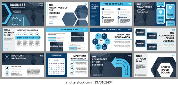 Business presentation slides templates from infographic elements. Can be used for presentation template, flyer and leaflet, brochure, corporate report, marketing, advertising, annual report, banner.