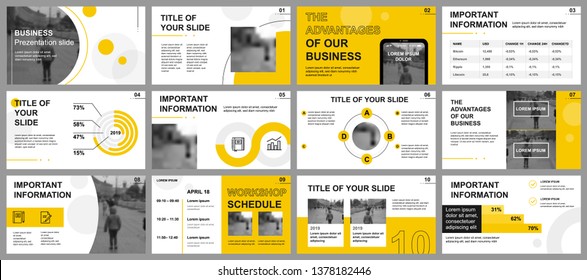 Business presentation slides templates from infographic elements. Can be used for presentation template, flyer and leaflet, brochure, corporate report, marketing, advertising, annual report, banner. svg