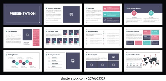 Business presentation slides templates with infographic elements, Minimal business slides presentation template, PowerPoint presentation templates, Slide templates for brochure design