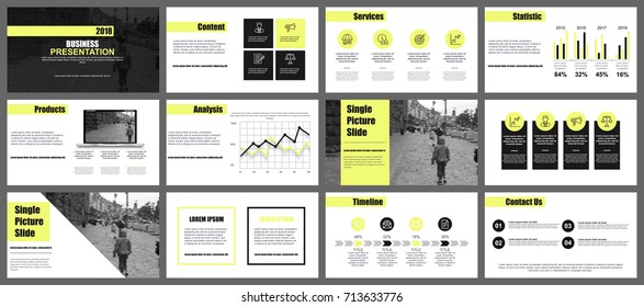 Business presentation slides templates from infographic elements. Can be used for presentation, flyer and leaflet, brochure, corporate report, marketing, advertising, annual report, banner, booklet.