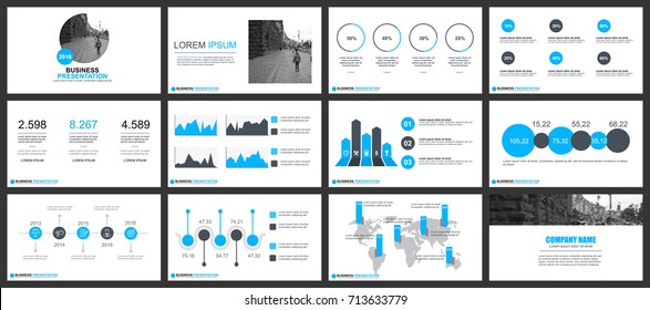 Business presentation slides templates from infographic elements. Can be used for presentation, flyer and leaflet, brochure, corporate report, marketing, advertising, annual report, banner, booklet.