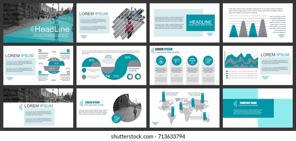 Business presentation slides templates from infographic elements. Can be used for presentation, flyer and leaflet, brochure, corporate report, marketing, advertising, annual report, banner, booklet.