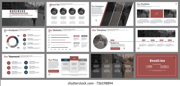 Business presentation slides templates from infographic elements. Can be used for presentation, flyer and leaflet, brochure, corporate report, marketing, advertising, annual report, banner, booklet.